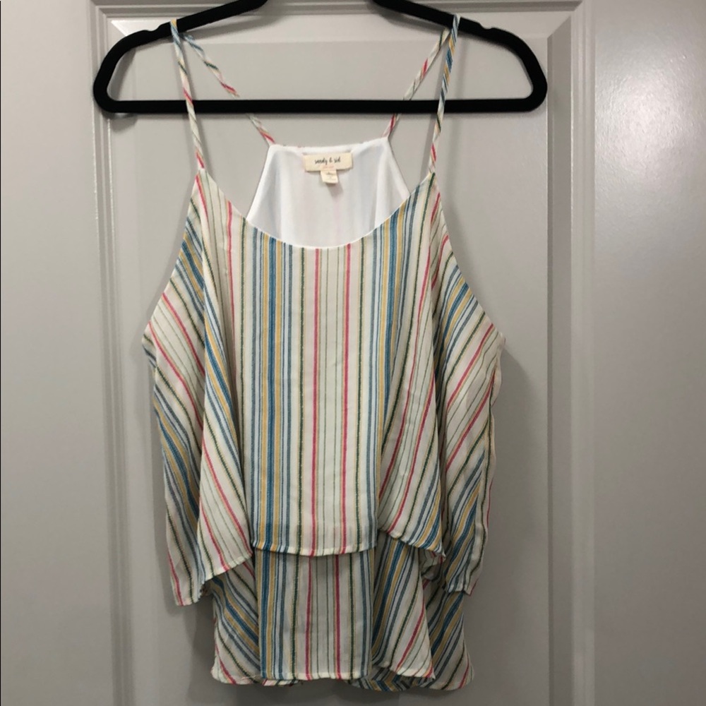 Asymmetrical Sleeveless Blouse in Green and Pink